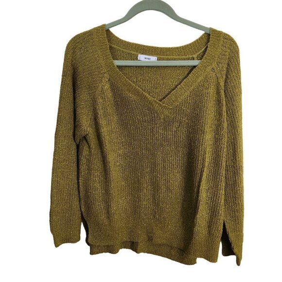 Mine V Neck Spring Green Chenille Sweater Size L - Picture 1 of 4